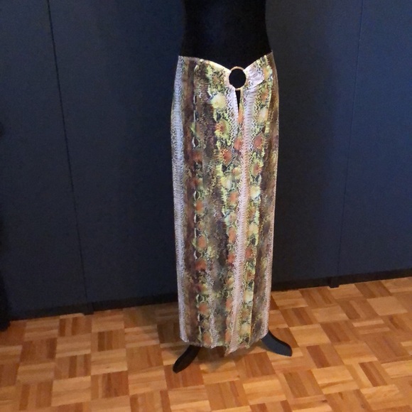 LUXE PALM mesh animal print maxi skirt cover up size M - Picture 8 of 8